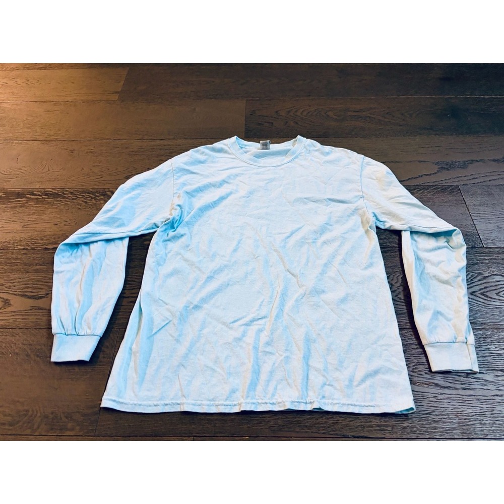 Gildan Heavy Cotton Long Sleeve Crewneck T-Shirt, Light Blue, Size Large - Picture 2 of 6